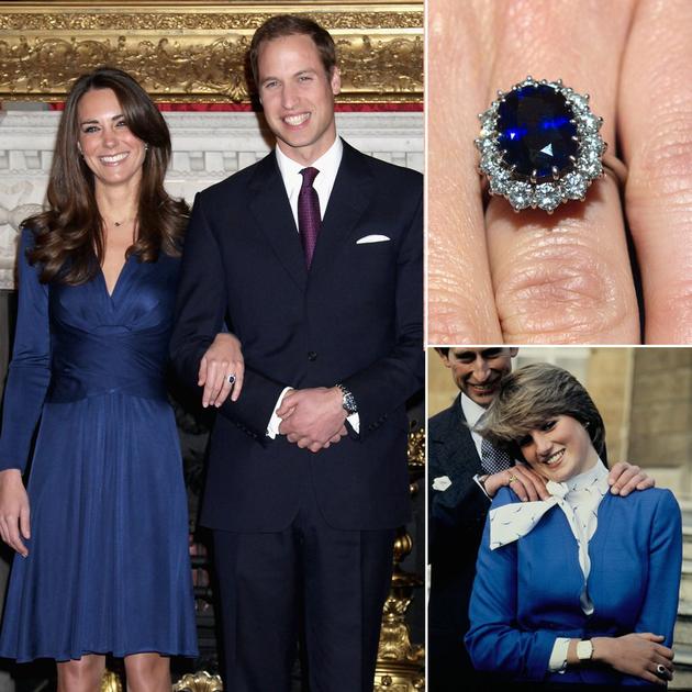 凯特王妃继承了戴安娜王妃的蓝宝石钻石订婚戒指