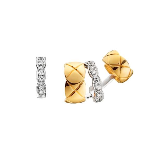 CHANEL高级珠宝“COCO CRUSH”系列白18K金镶钻及黄18K金耳环￥41,500