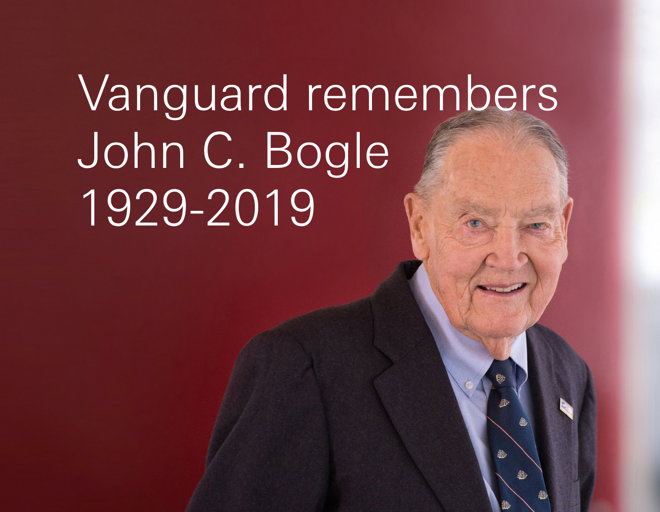 领航集团官网纪念创始人John Bogle（图片来源：Vanguard）