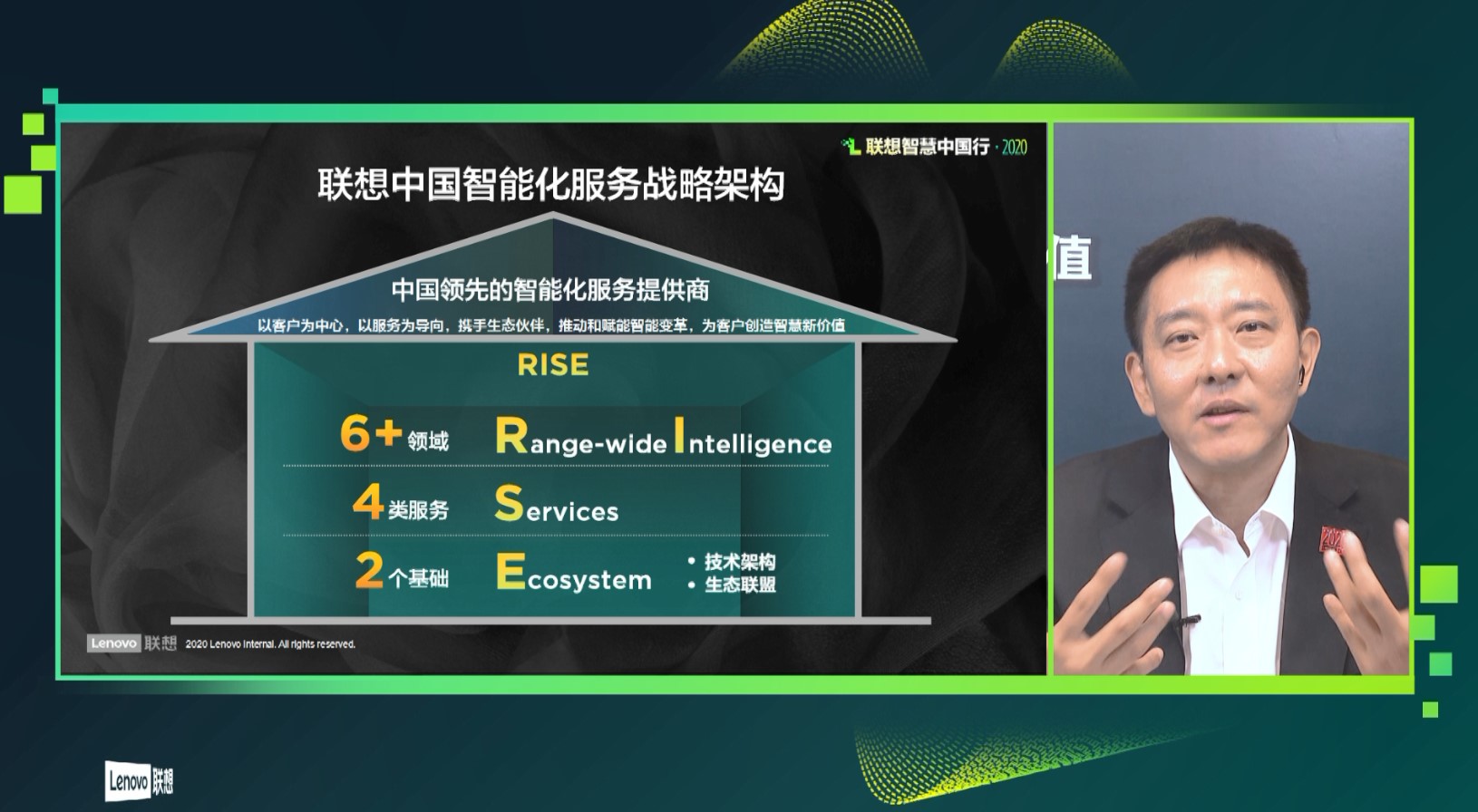 图：联想刘军云上解读RISE智能化服务战略