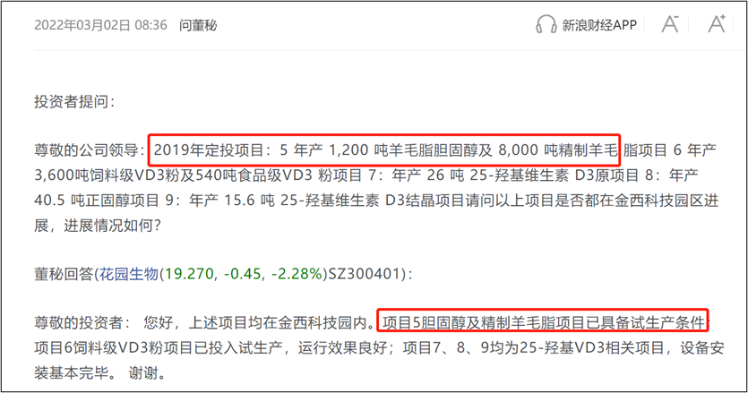 来源:新浪财经问董秘