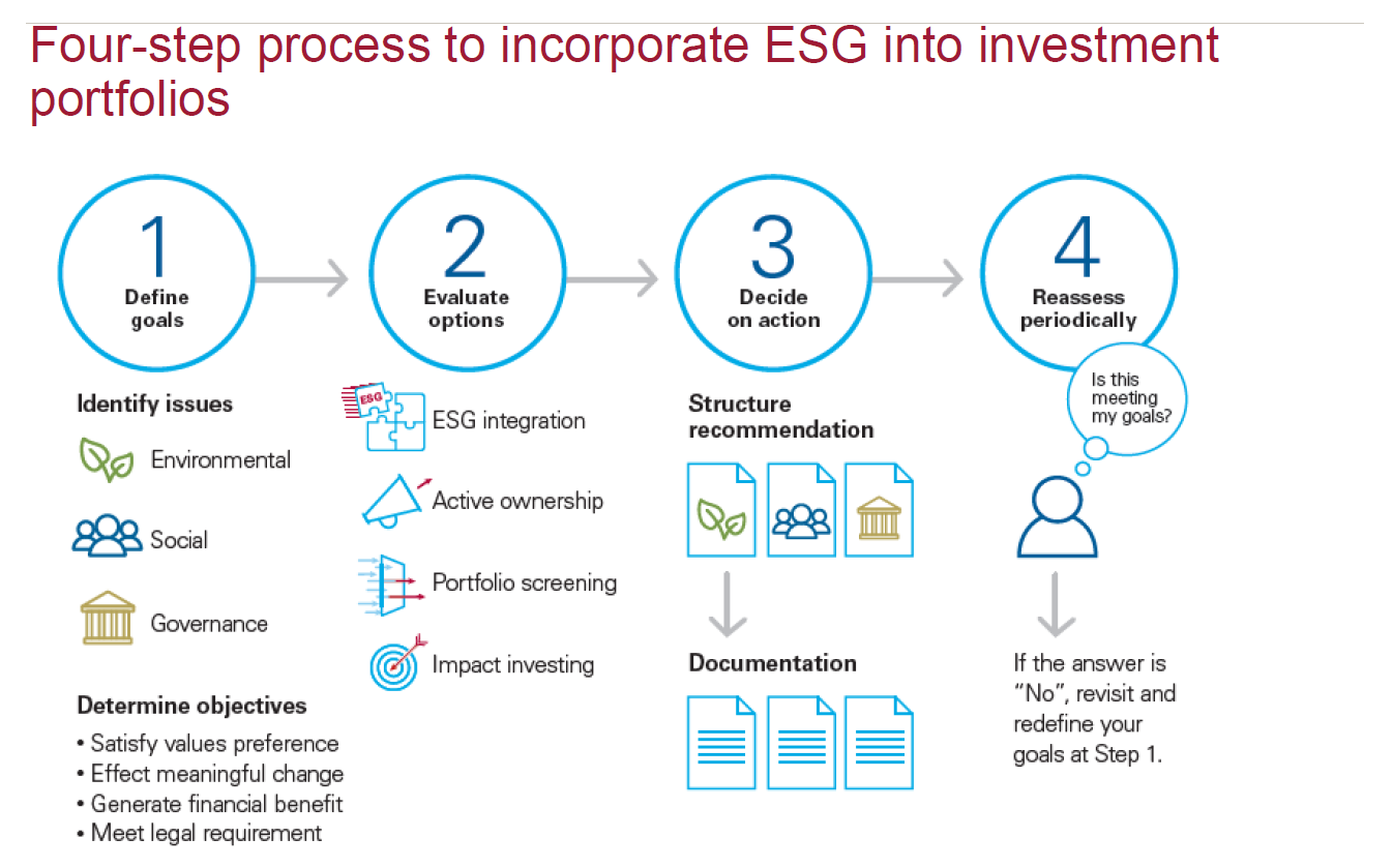 通过四个步骤将ESG整合到投资组合当中（图片来源：Vanguard集团）