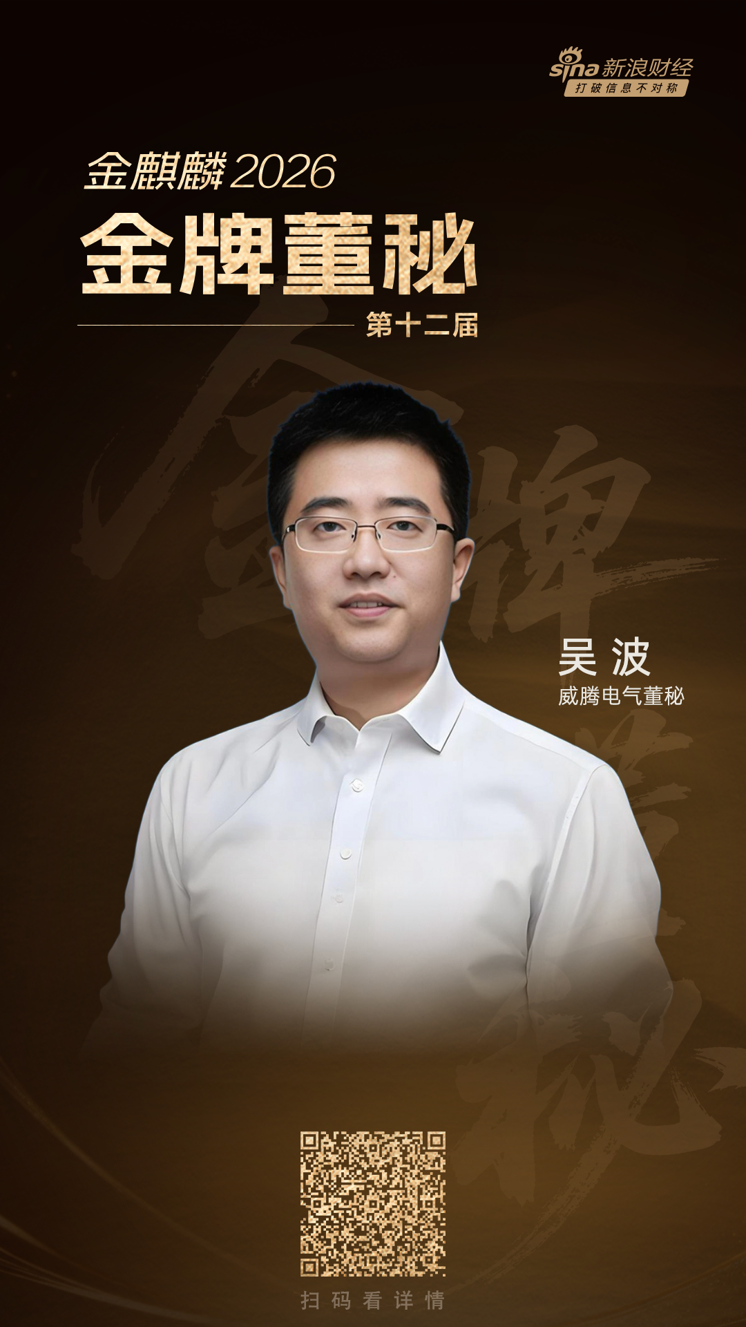 威腾电气董秘吴波荣获第十二届金麒麟·金牌董秘荣誉