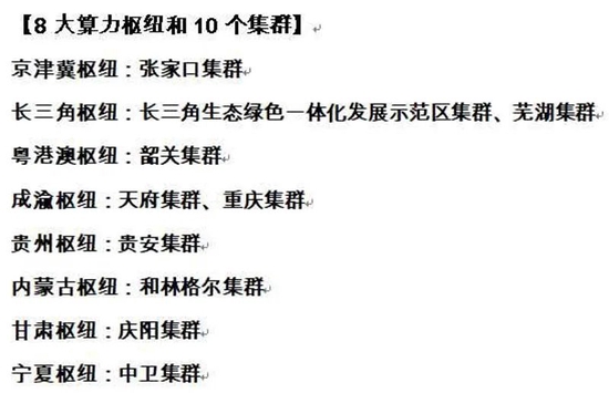 “东数西算！每年数千亿元！还撬动8倍投资！众多公司已布局！新基建标志性工程划定4大国家枢纽、10个集群