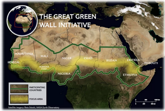 绿色长城涉及的萨赫勒地区11个国家（来源：PA-GWW）