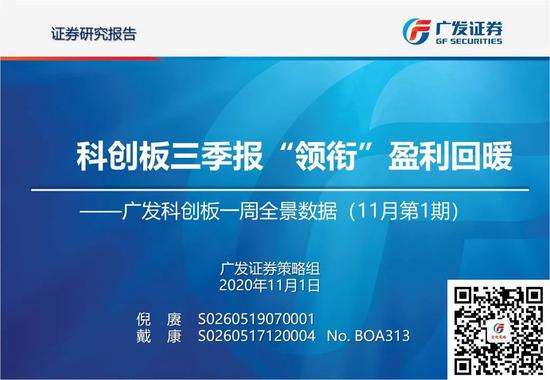 广发策略：科创板三季报“领衔”盈利回暖