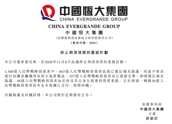 恒大终止与深深房重组 一个对双方都好的结局？