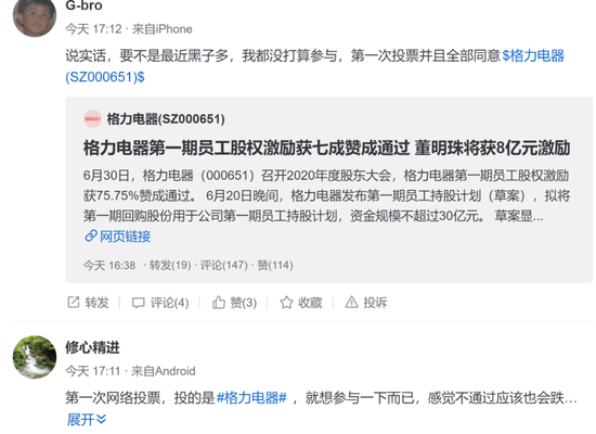 75 75 赞成 格力员工持股计划通过董明珠 高瓴充分信任管理层 新浪财经 新浪网