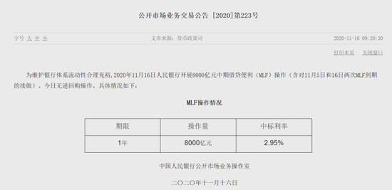 央行开展8000亿元中期借贷便利操作 单日投放量创新高
