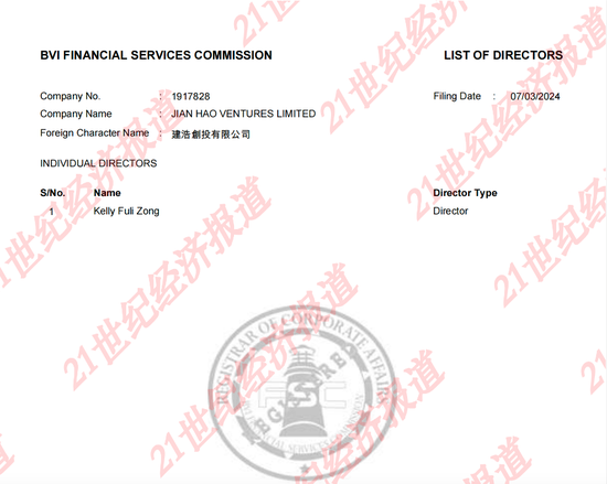 记者从英属维京群岛金融服务委员会查询的信息