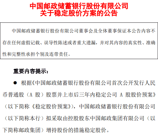 “出手就5000万元！邮政集团增持邮储银行，打响股价保卫战