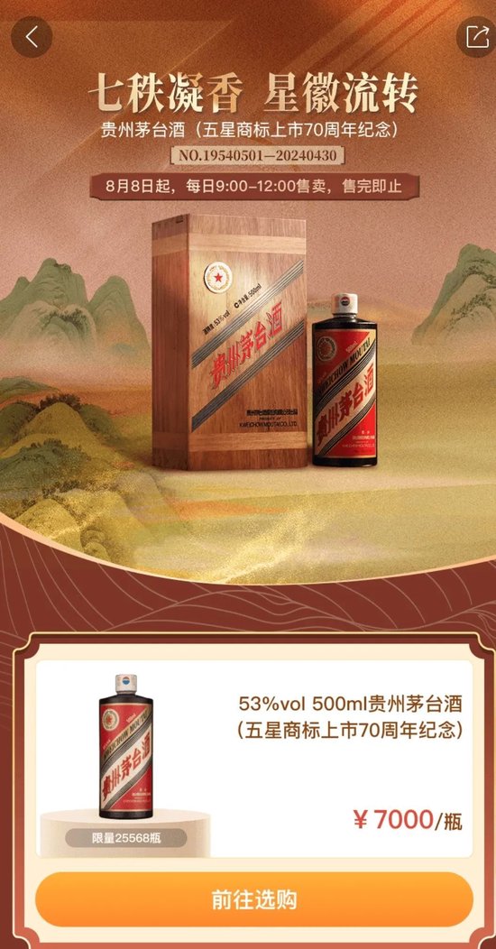 五星商标上市70周年纪念酒”售罄背后：“一瓶一期一码”引爆“情绪消费