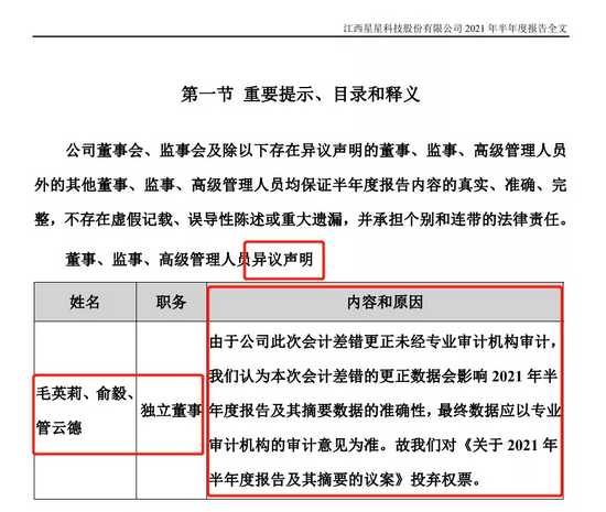 董秘闪辞成暴雷信号 星星科技三位独董不敢保证半年报真实性