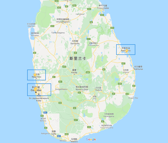 （爆炸地点主要集中在首都科伦坡，另外尼甘布市、拜蒂克洛市的教堂也发生爆炸）