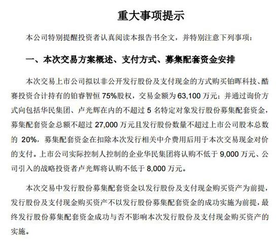 红宇新材收购草案公告