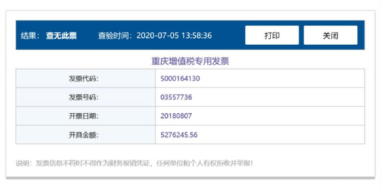 图2“国家税务总局全国增值税发票查询系统”查询结果（序号6）