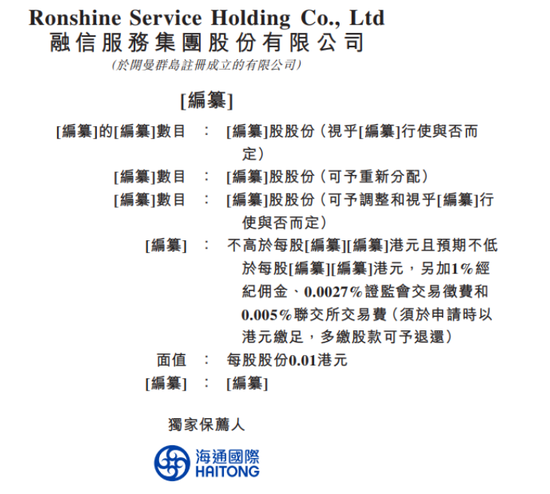 融信服务递交港股IPO资料：在管面积1700万平 关联差达到11%