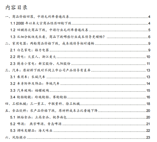 “西部策略重磅深度：大宗商品回落，哪些行业细分龙头成本传导更顺畅？