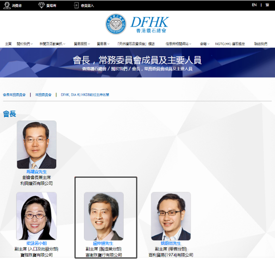 ·香港钻石总会官网显示，卢仲辉担任副主席。