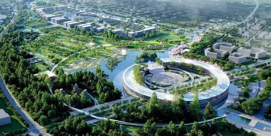 北京大兴国际机场临空经济区中央公园效果图