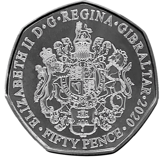 正文  直布罗陀钱币上惯用的英国国徽与直布罗陀徽章组合图案.