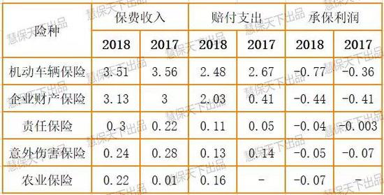 数据来源：长江财险2018年年报 单位：亿元
