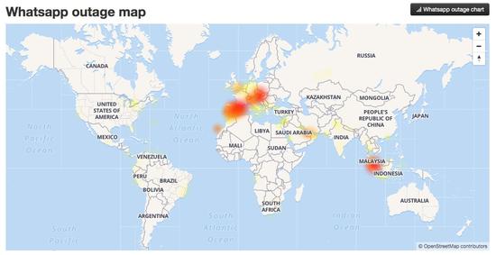  英国监测网站公布的受影响国家和地区分布图　图源：　香港01新闻网
