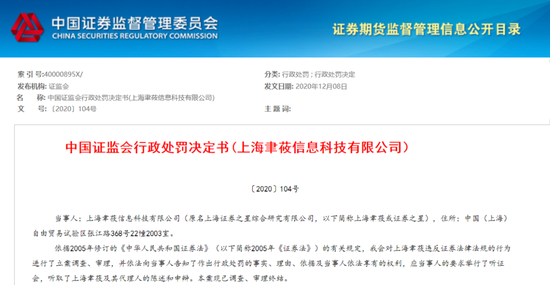 开发、销售荐股软件 证券之星关联公司被罚没超7000万