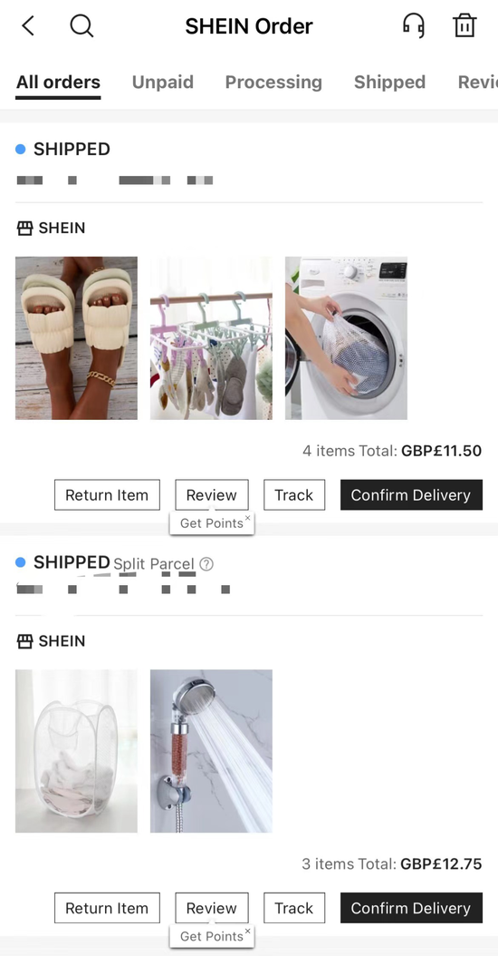 图/婷婷在SHEIN的订单

　　来源/婷婷提供