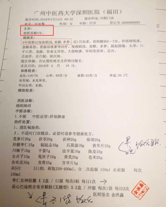 (图二)按照病史时间推断,2013年就已经出现失眠等症状