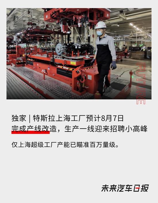 特斯拉上海工厂即将完成产线改造，生产一线迎来招聘小高峰