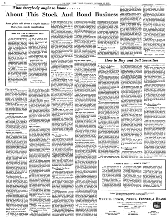 占据1948年10月19日《纽约时报》最后一版的这篇传世广告，来源：《纽约时报》
