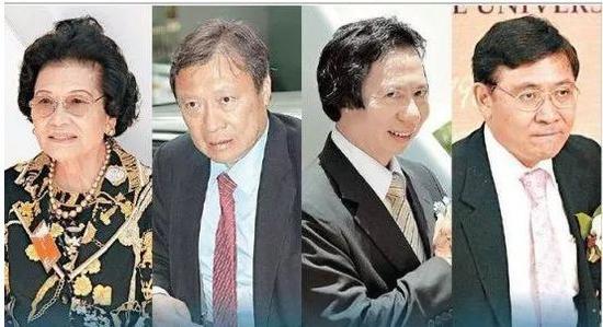 从左至右：邝肖卿、郭炳湘、郭炳江和郭炳联