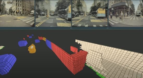 特斯拉占用网络精准探测了“前动后静”的超长巴士，这种目标在业内通常是难题