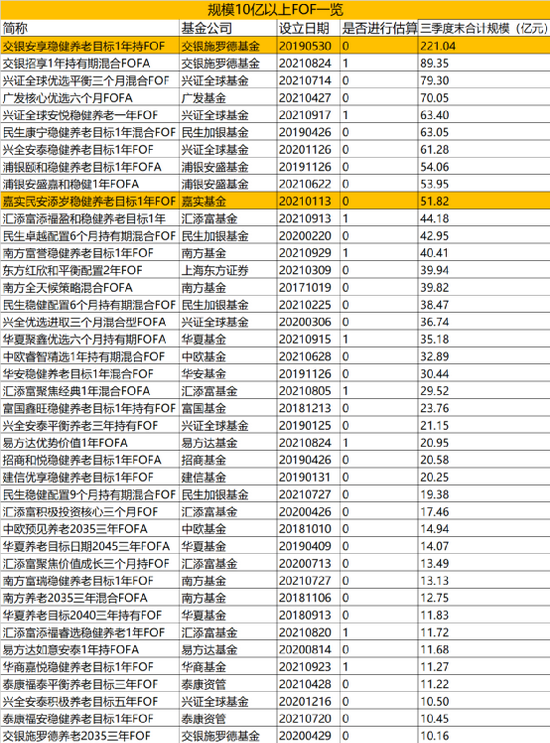 FOF重磅：单只最大超200亿 前10公司占比近八成