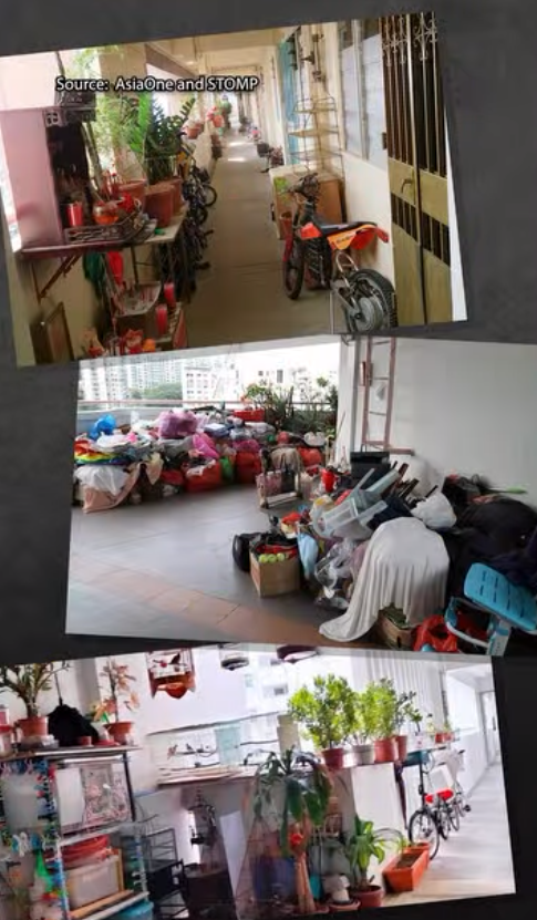 当地时间5月20日，美国驻新加坡大使馆临时代办梅斯在社交平台Instagram上发布的视频截图，显示新加坡组屋走廊上的杂乱场景。