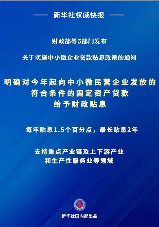 财政“真金白银”支持！中小微企业相关贷款可享贴息