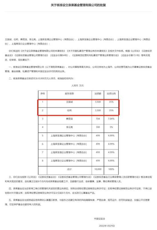 25万亿公募迎来重量级人物：王国斌携手任莉设立泉果基金获批！股权结构曝光