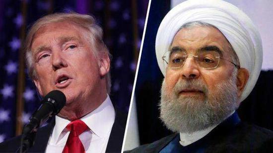 图为美国总统特朗普与伊朗总统鲁哈尼