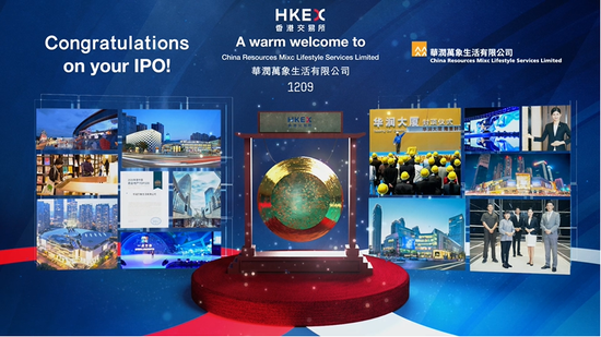 华润万象生活登陆港交所：开盘涨超40% 此前获29.78倍认购