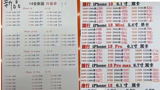 （某经销商13、14系列发售当日报价）