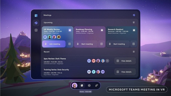 VR中的Microsoft Teams 图片来源：微软