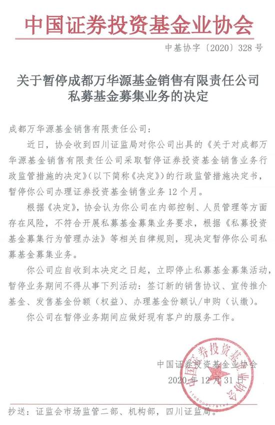 中基协出手 成都万华源、深圳盈信基金销售公司等机构“栽了”