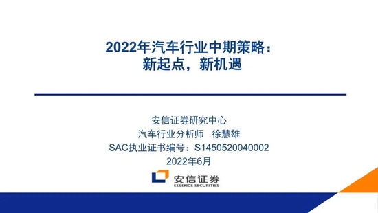 “安信证券：汽车行业格局重塑 整车股由周期变为成长