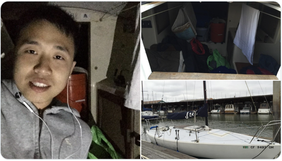 Magic Eden的CTOSidney Zhang在推特上分享了自己创业失败后住在帆船上的经历｜推特截图