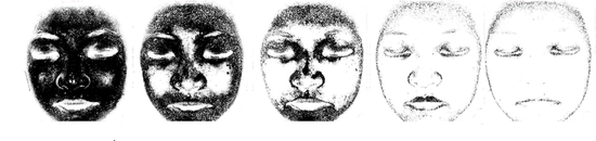 从左到右,依次为:涂了防水型防晒霜、清水洗后、洗面奶洗后、卸妆油卸后 、素颜