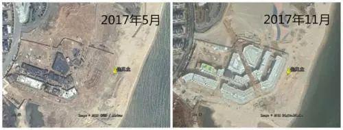 （2017年5月和11月佳兆业商业街项目卫星图片。图/生态环境部微博）