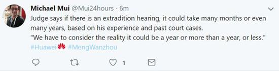 ▲截图来自添拿大《众伦众星报》记者的外交账号