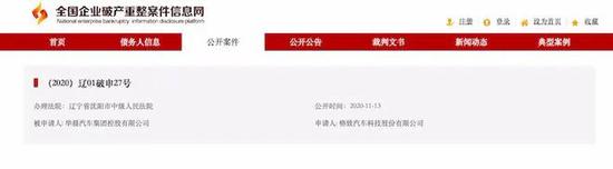 负债超1000亿：华晨汽车正式破产重整 旗下四家上市公司股价大涨