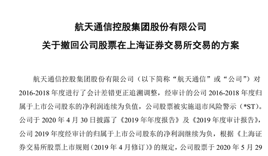 *ST航通成为今年主动退市第一家 公司大股东要向股民回购股份